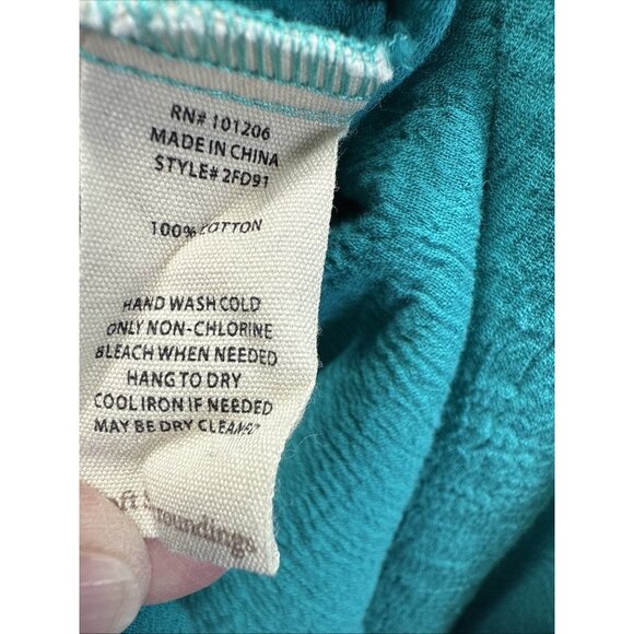 Soft Surroundings Tiered Dress  XL Teal Green Gauze Asymmetrical Hem Sleeveless - Picture 6 of 8